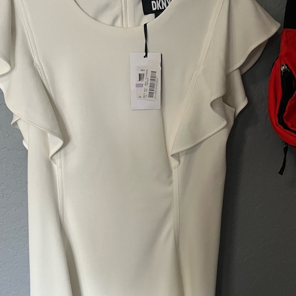 Dkny Dresses & Skirts - DKNY White Ruffle Sleeve Dress